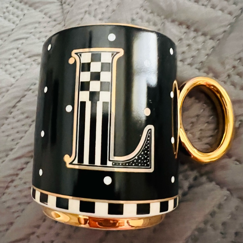 MacKenzie-Childs Monogrammed Black and Gold Mug - Picture 5 of 5